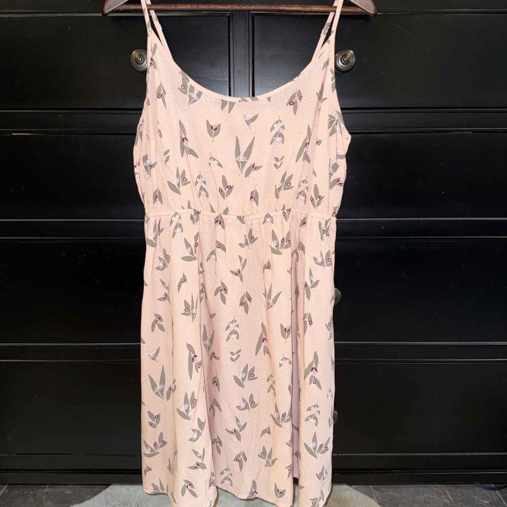 GAP Women's Sz Large Pink Print Camisole Dress‎ Rayon Adjustable Straps NWT